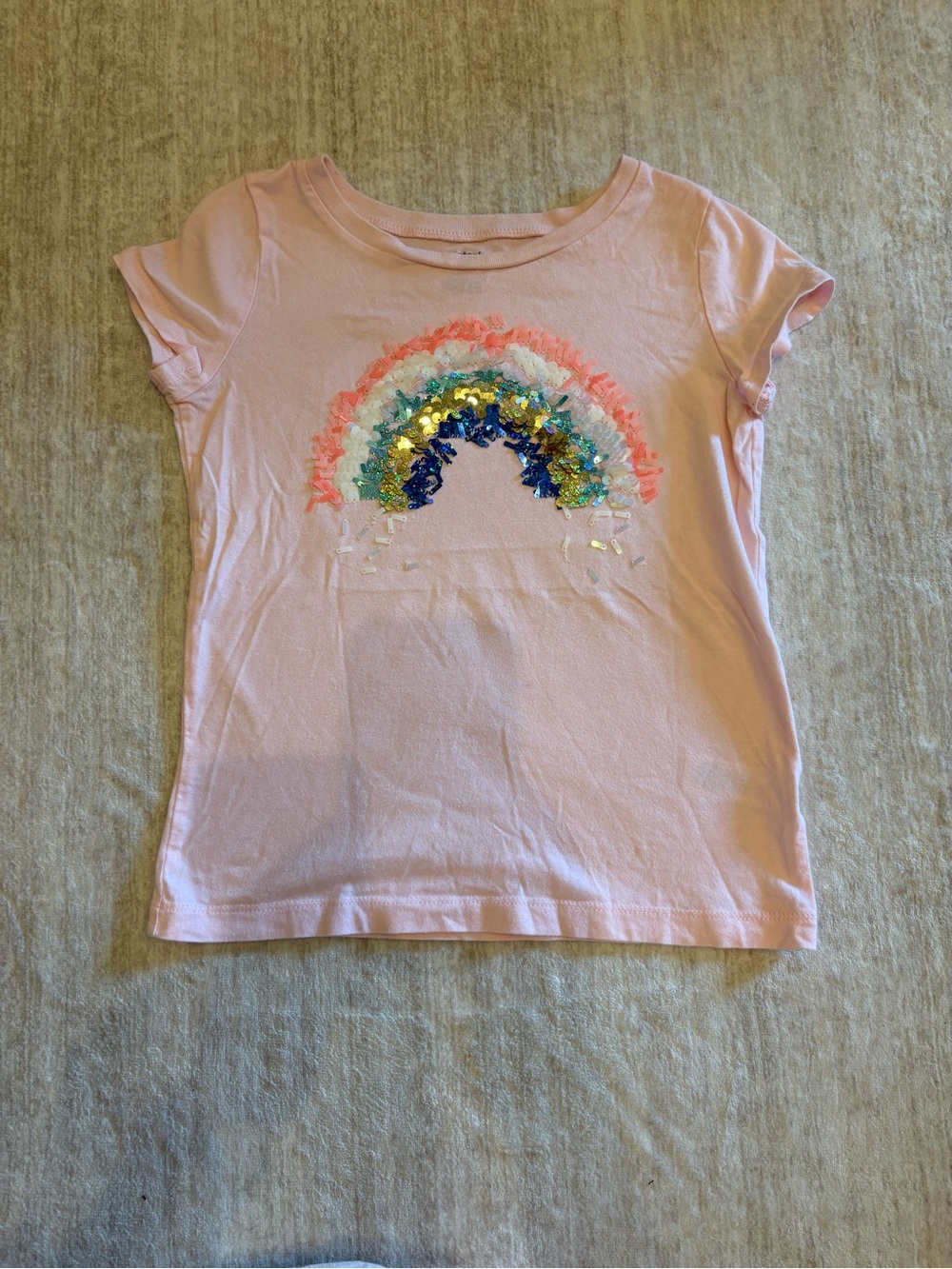 Carter’s Girls' Pink Sequin Rainbow Short-Sleeve‎ Top Size 7